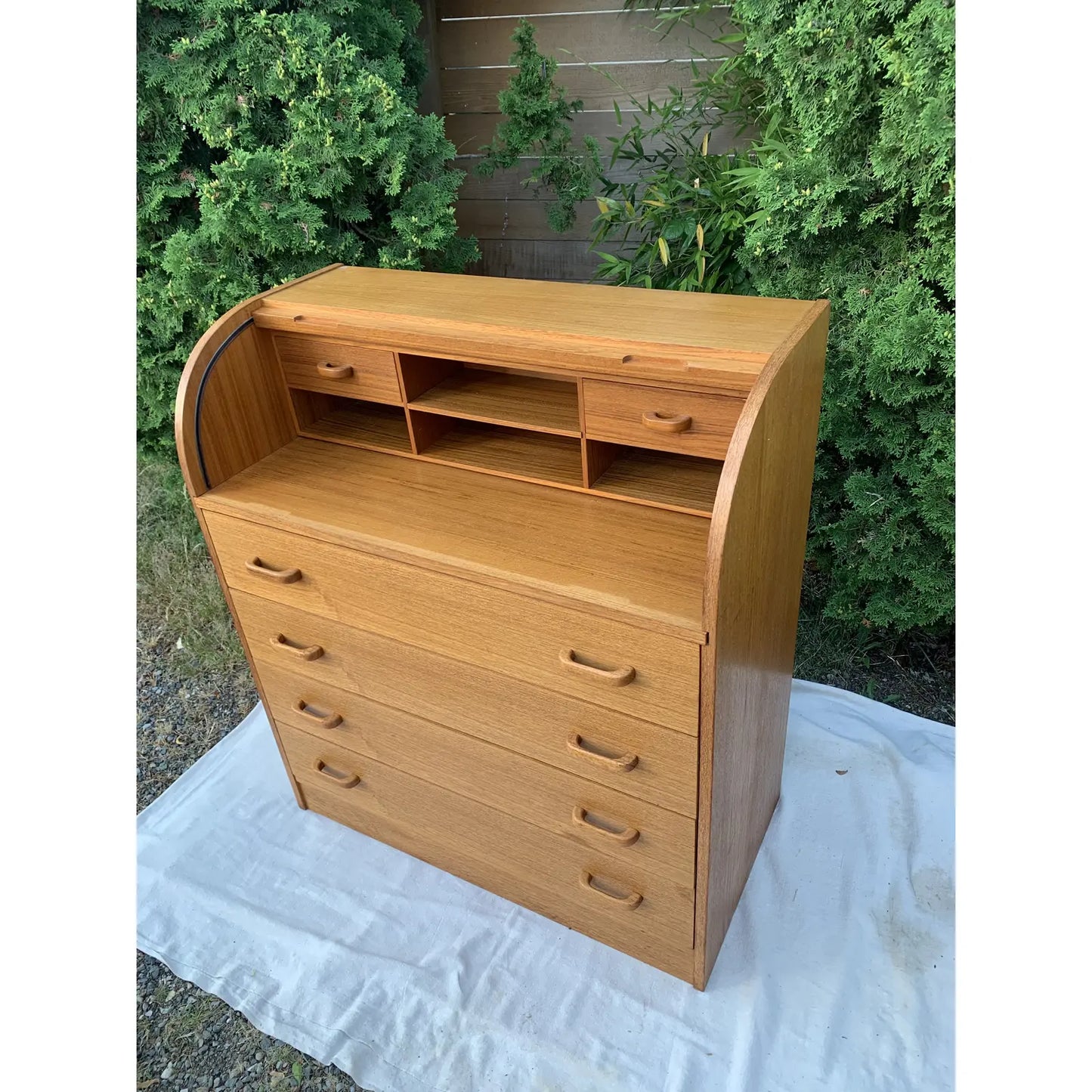 Mid 20th Century Scandinavian Mid-Century Modern Teak Tambour Rolltop Desk