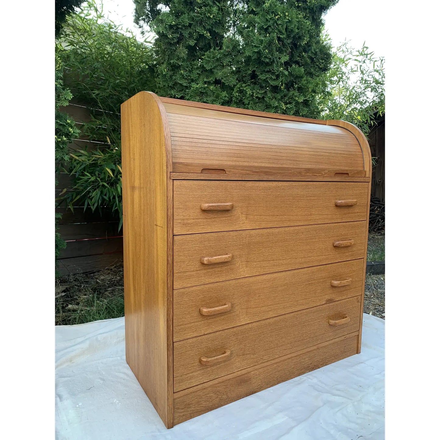 Mid 20th Century Scandinavian Mid-Century Modern Teak Tambour Rolltop Desk