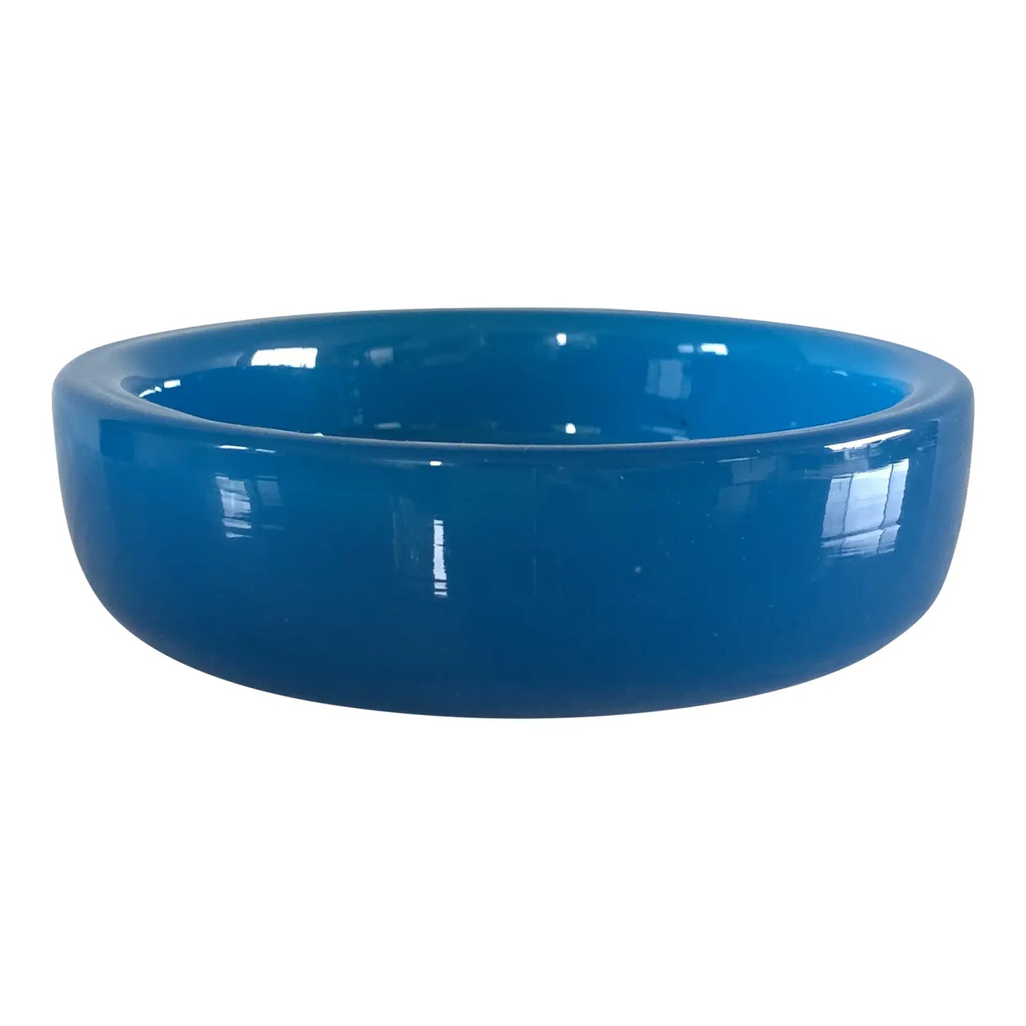 Vintage Cerulean Blue Studio Blown Glass Ashtray Dish