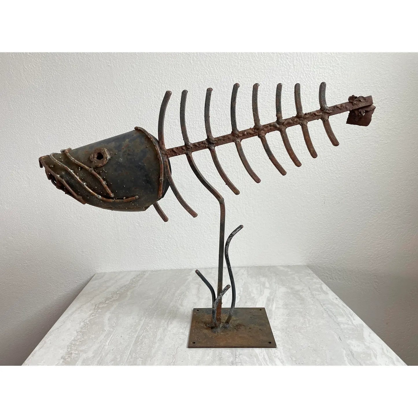 Mid-Century Brutalist Metal Fishbone Sculpture
