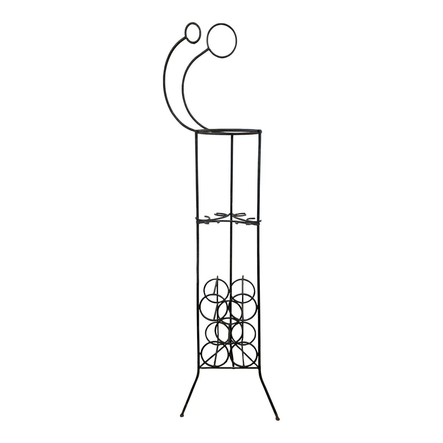 Mid-Century Iron Wine Rack Stand