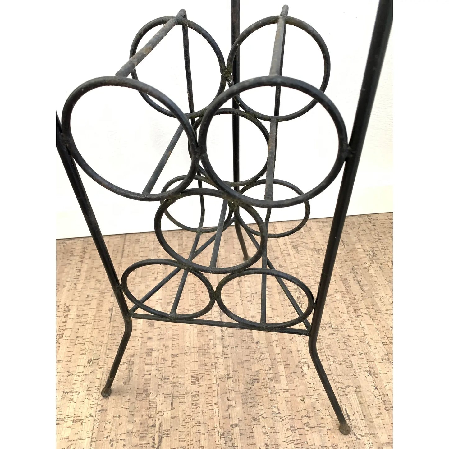 Mid-Century Iron Wine Rack Stand