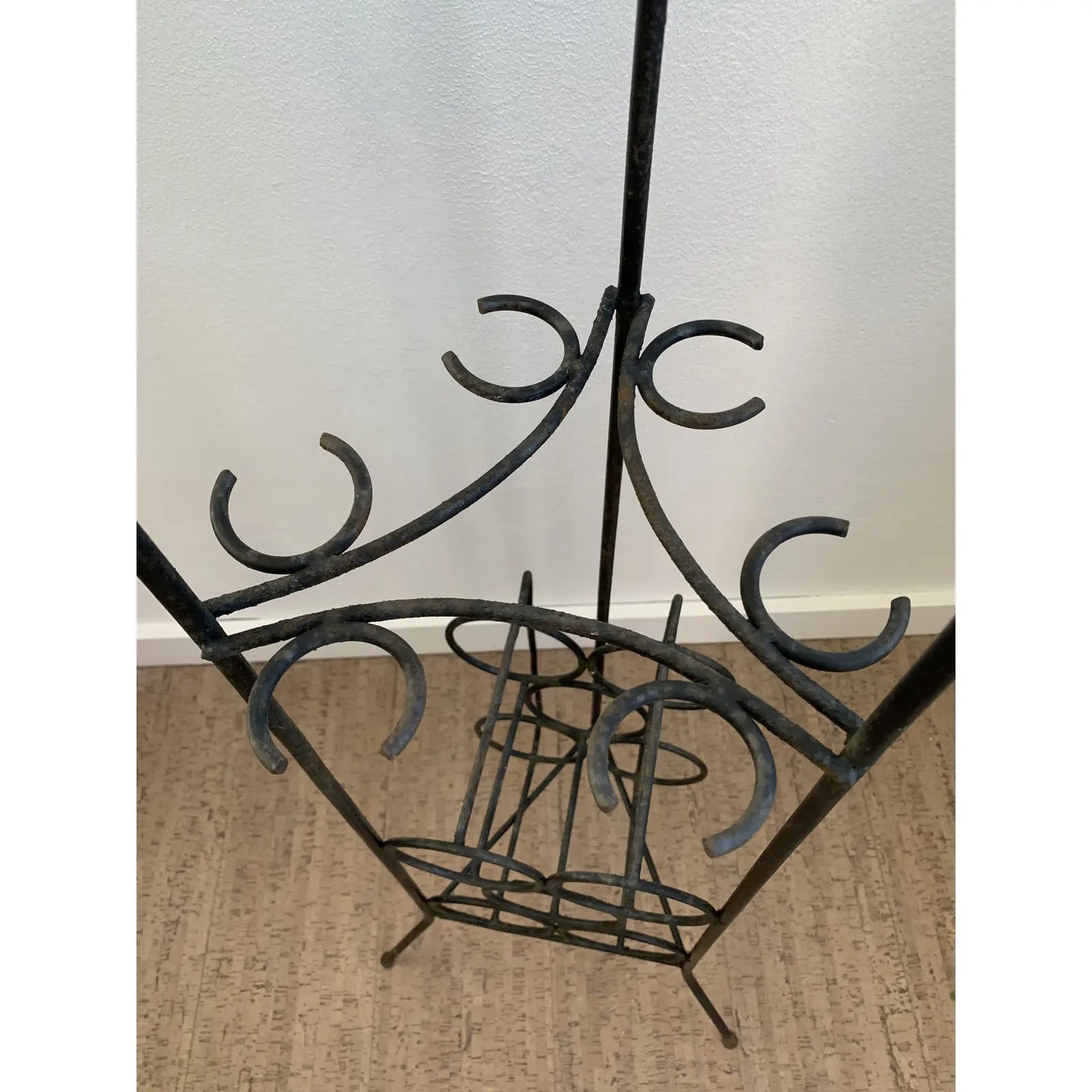 Mid-Century Iron Wine Rack Stand