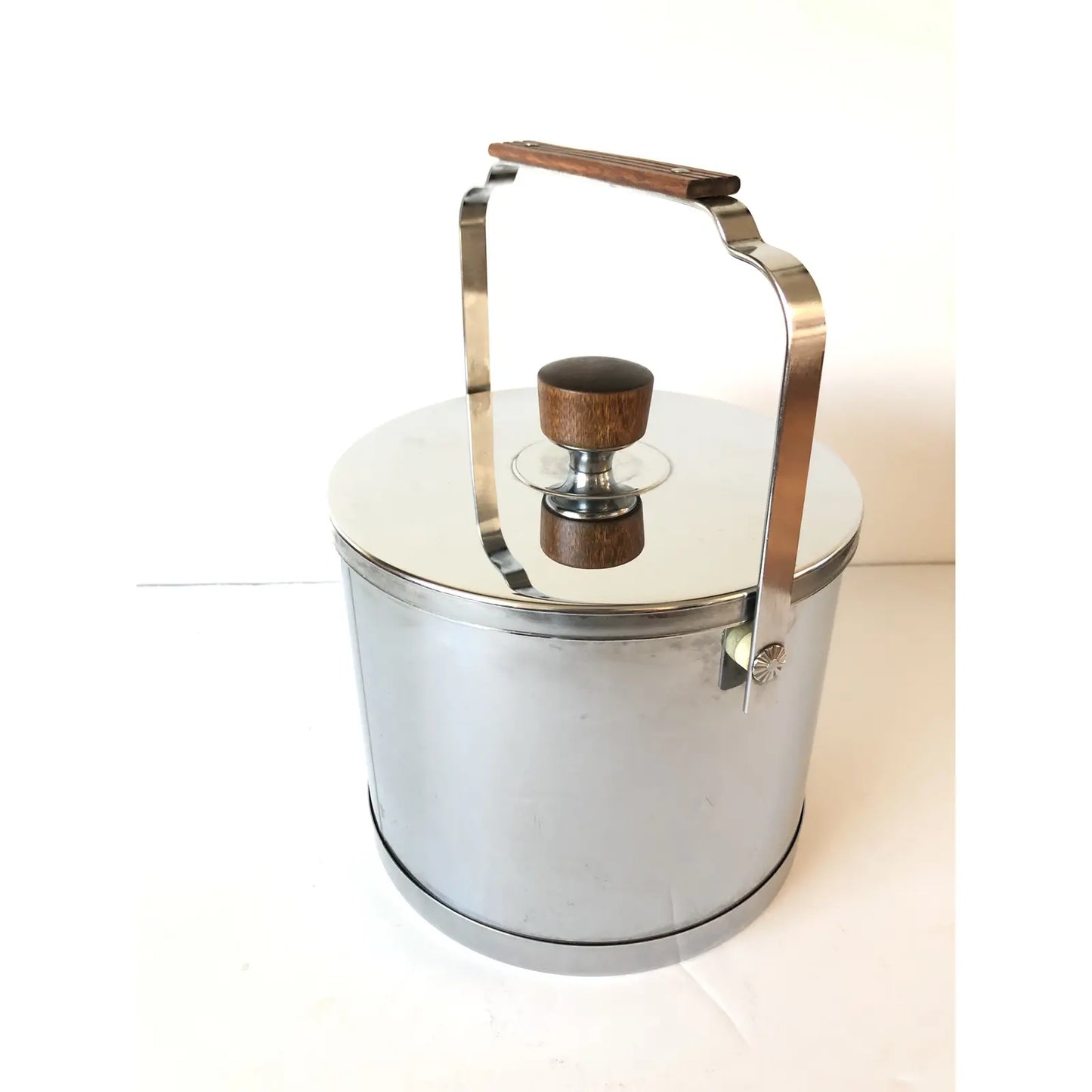Mid-Century Modern Atapco Teak Handled Chrome Ice Bucket