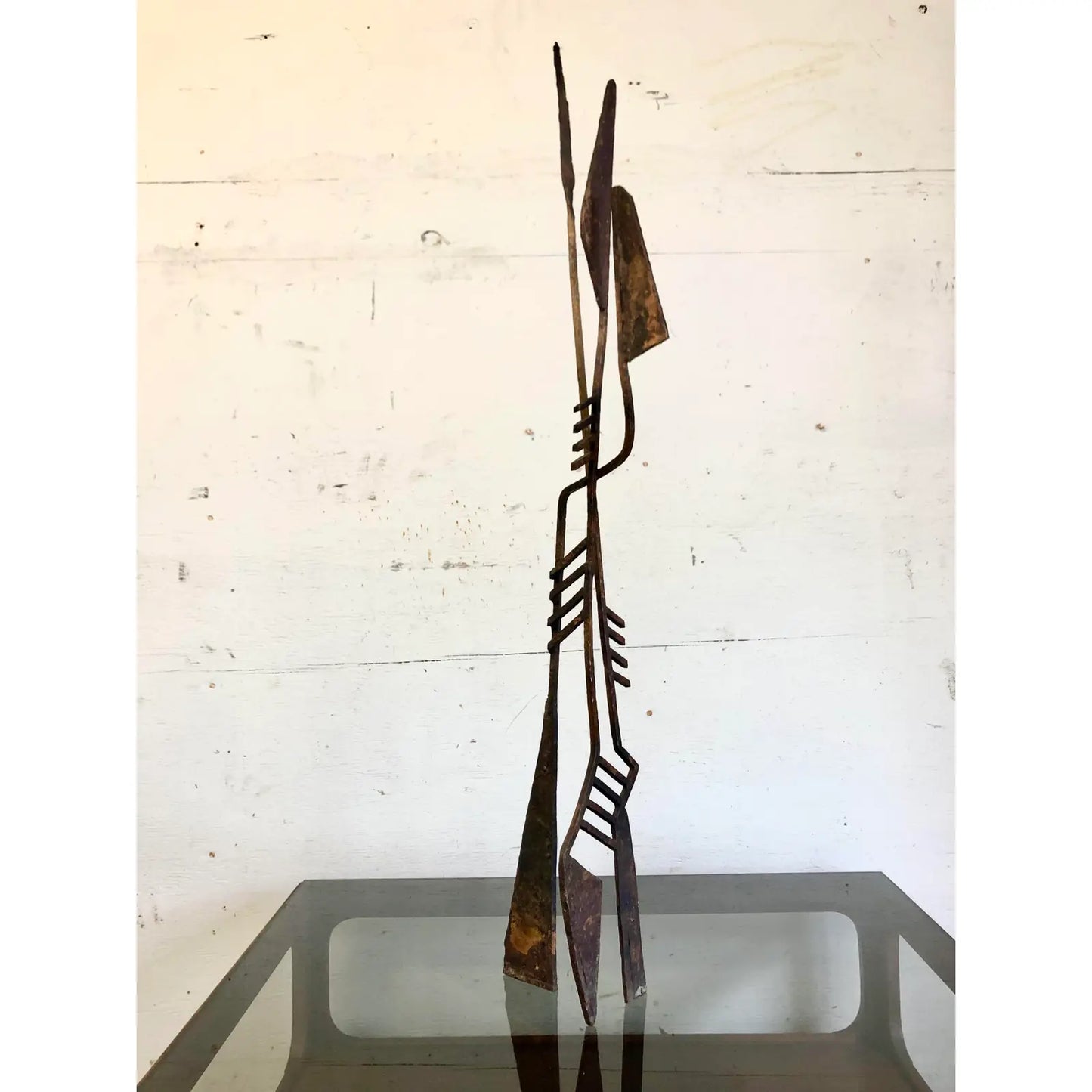 Mid-Century Modern Brutalist Hand-Forged Abstract Copper Metal Sculpture