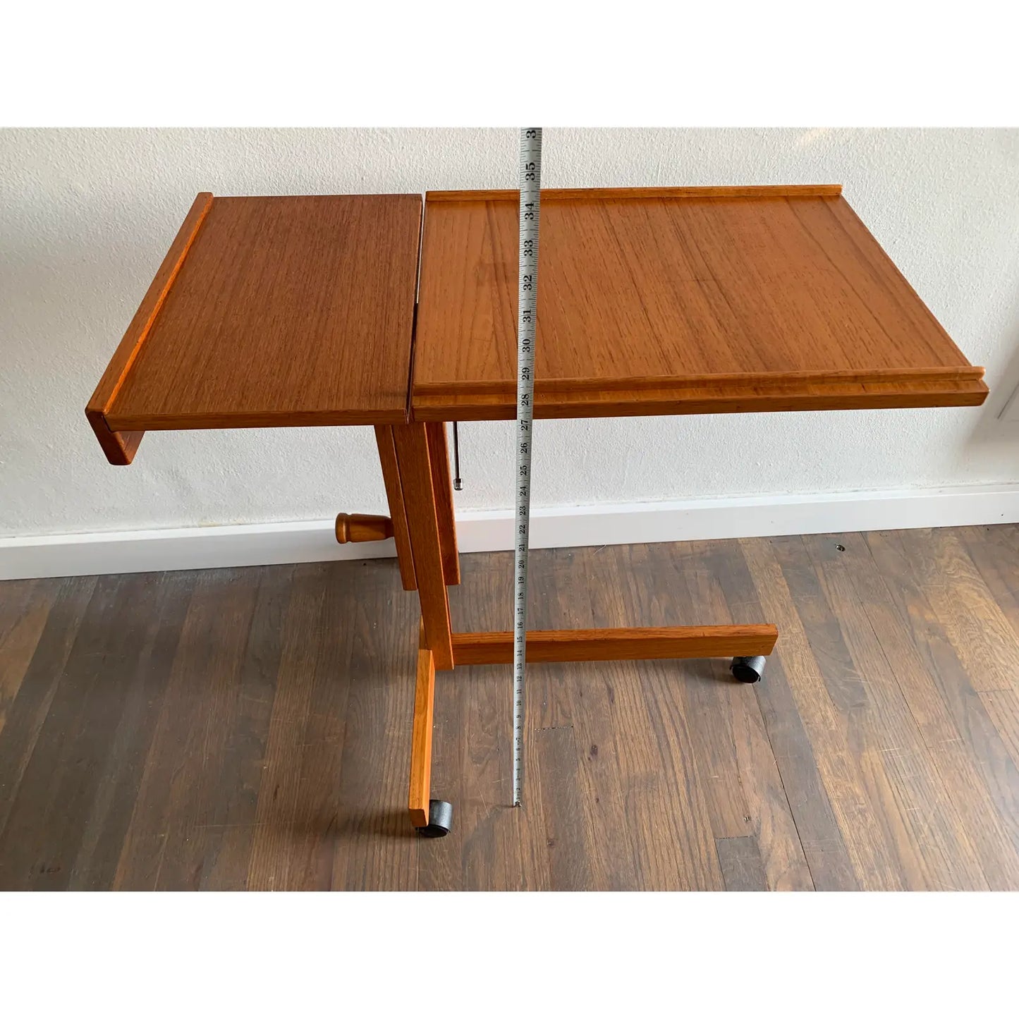 Mid-Century Modern Furbo Spottrup Adjustable Teak Rolling Table Music Stand