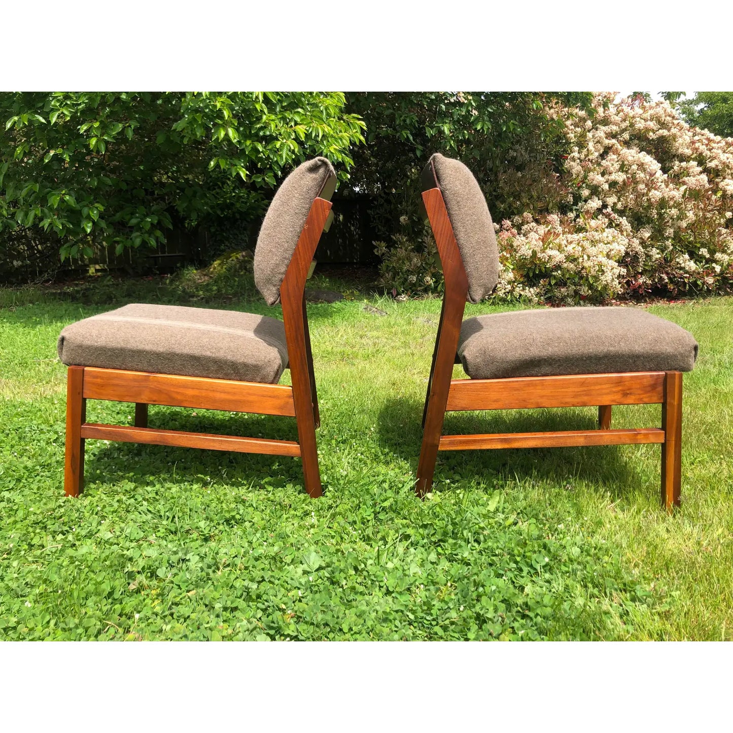 Mid-Century Modern Solid Walnut Lounge Chairs - 2 Pieces