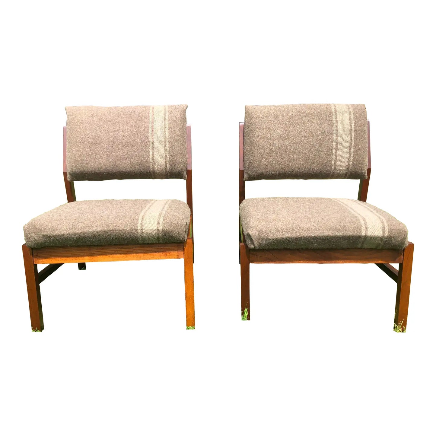 Mid-Century Modern Solid Walnut Lounge Chairs - 2 Pieces