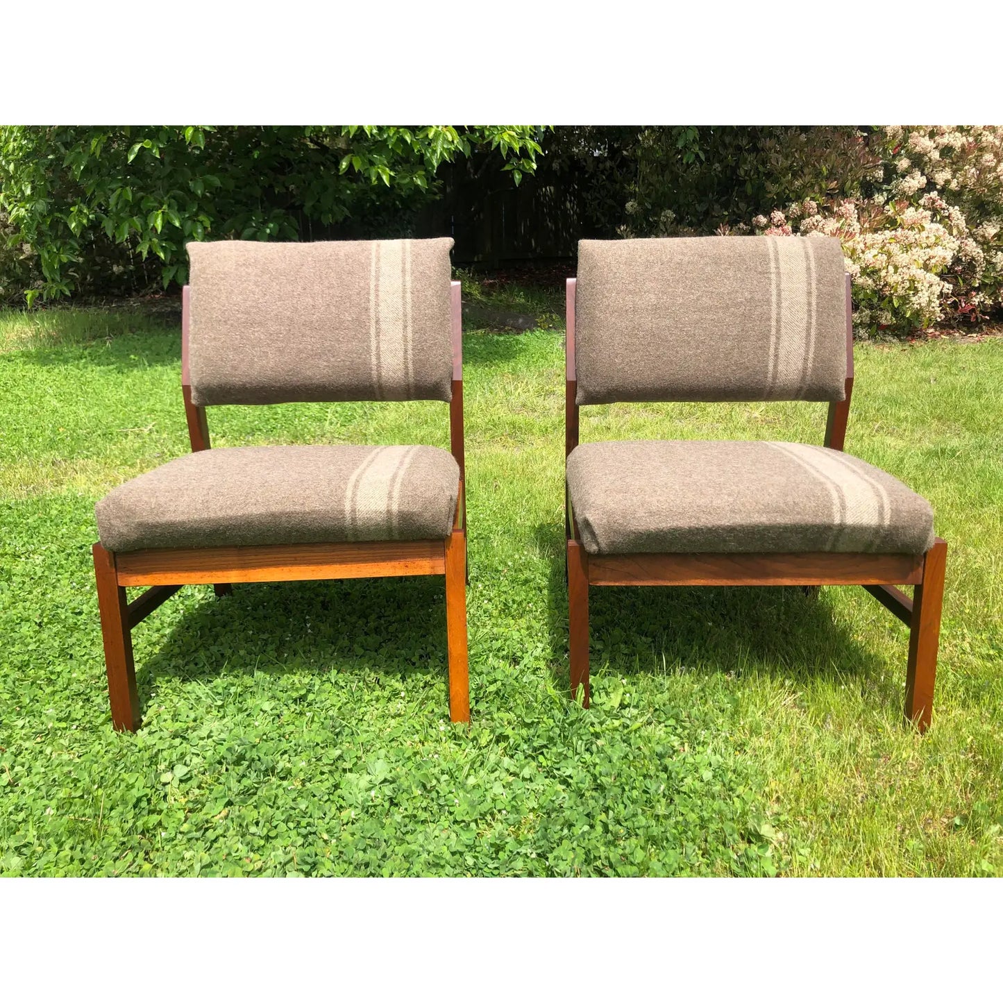 Mid-Century Modern Solid Walnut Lounge Chairs - 2 Pieces