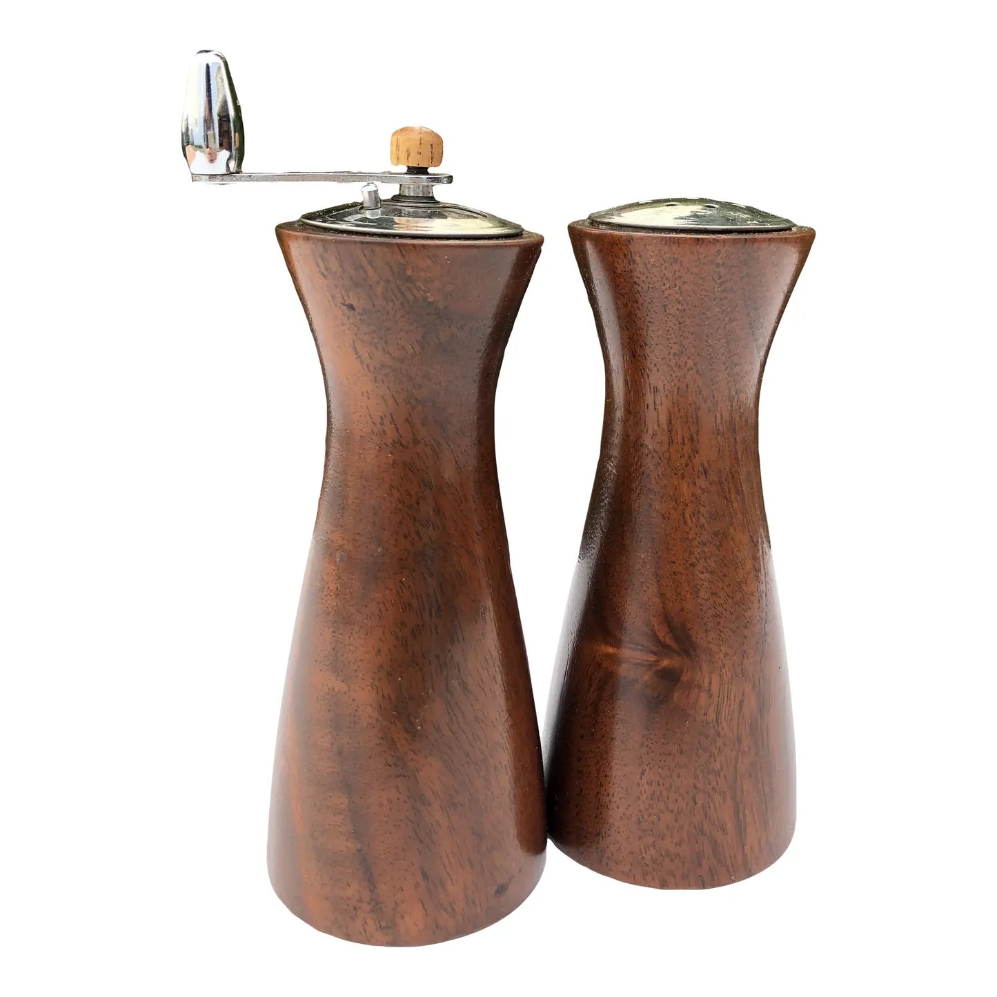 Mid Century Modern Solid Walnut Salt & Pepper Grinder- a Pair