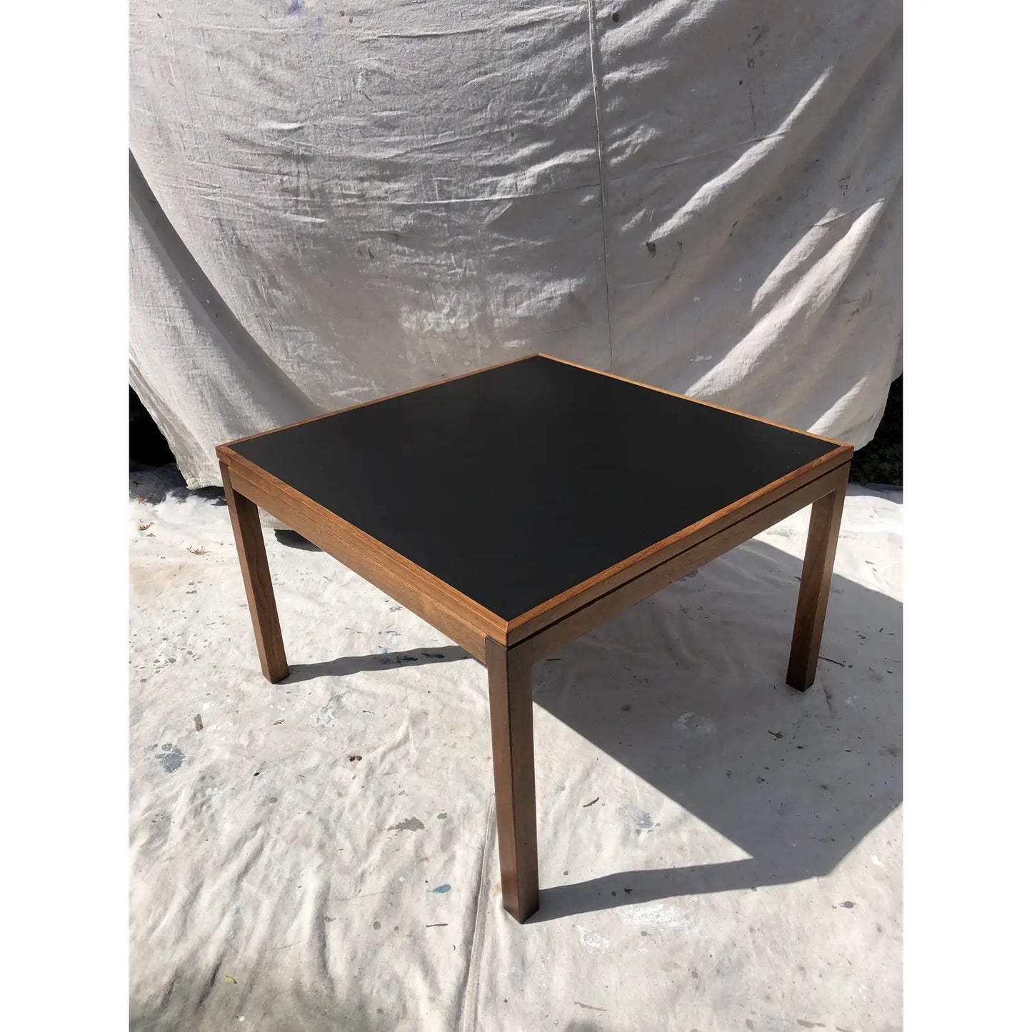 Mid-Century Modern Walnut & Faux Leather Coffee Table