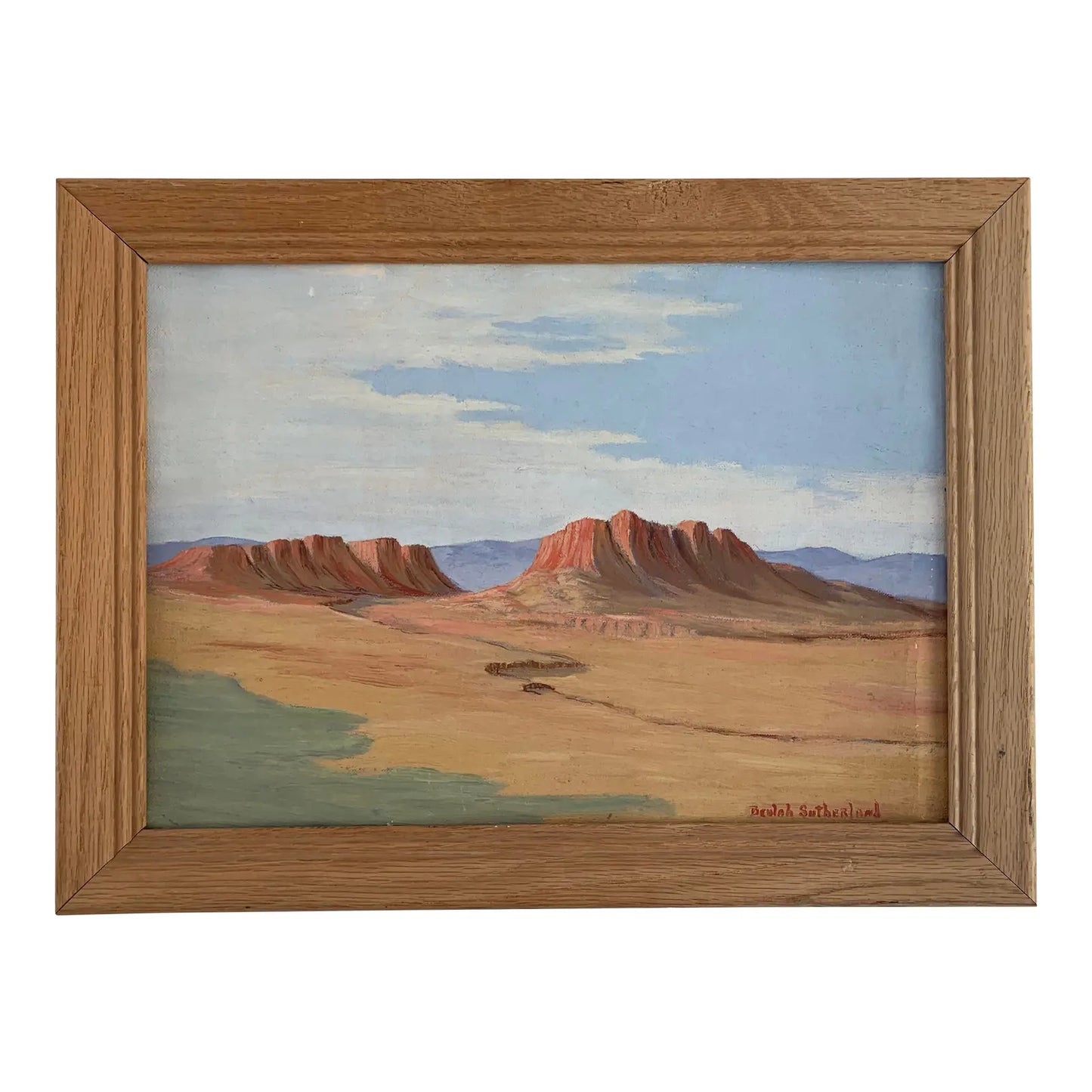Mid-Century Santa Fe New Mexico Mesa Plein Air Style Oil Painting by Beulah Sutherland