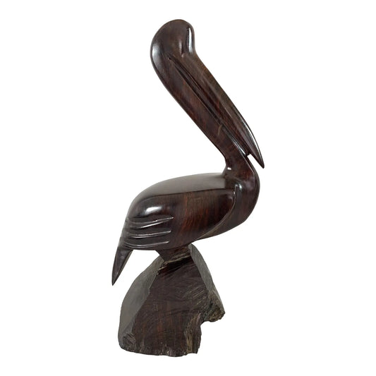 Mid-Century Solid Rosewood Pelican Figure