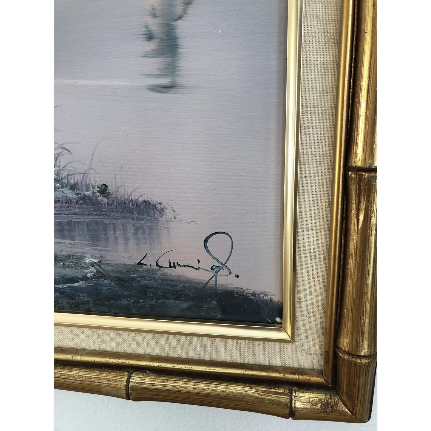 Nautical Seascape With Lighthouse Acrylic Painting on Canvas, Framed