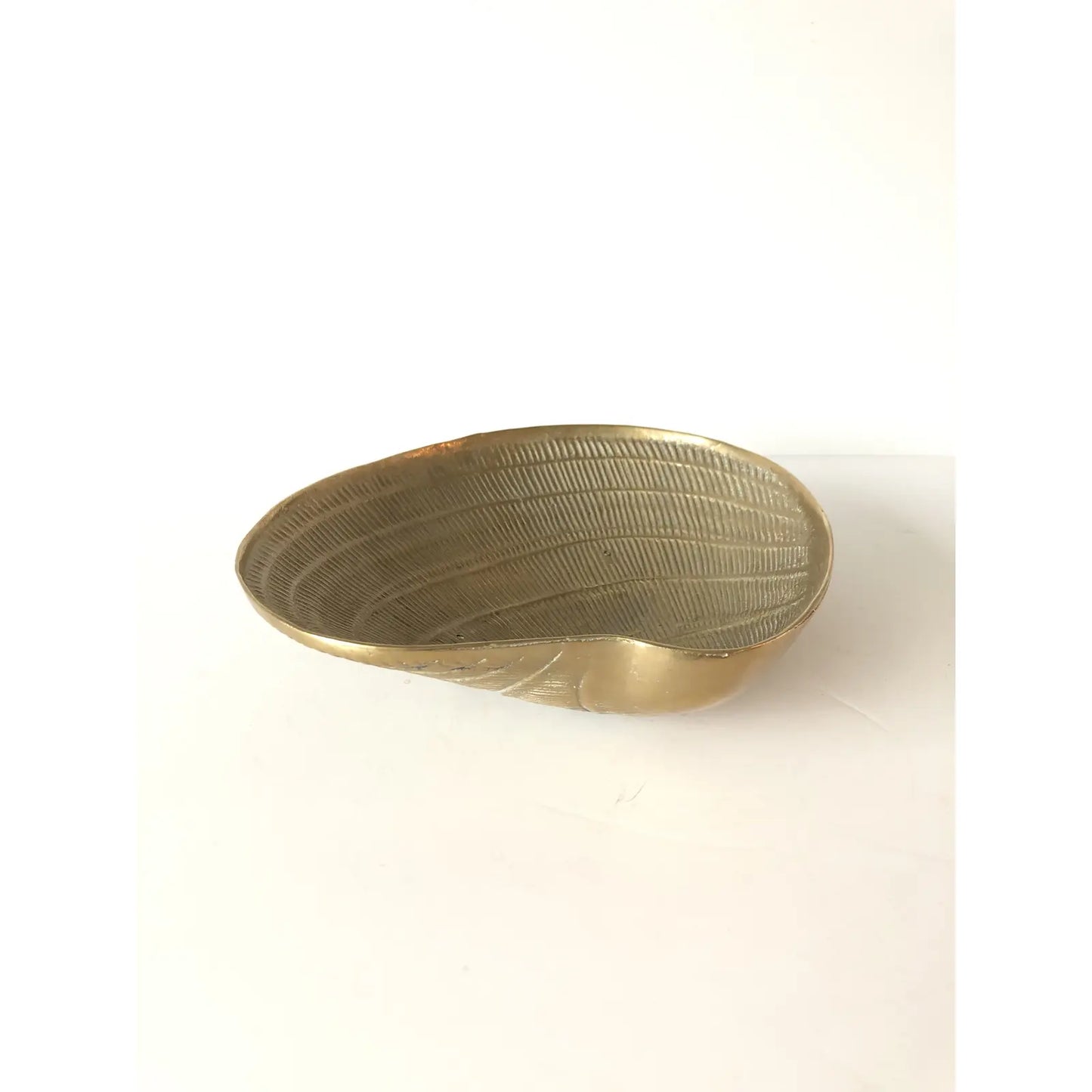 Large vintage 1970s Solid Brass Clam Shell Bowl Display Dish With Feet