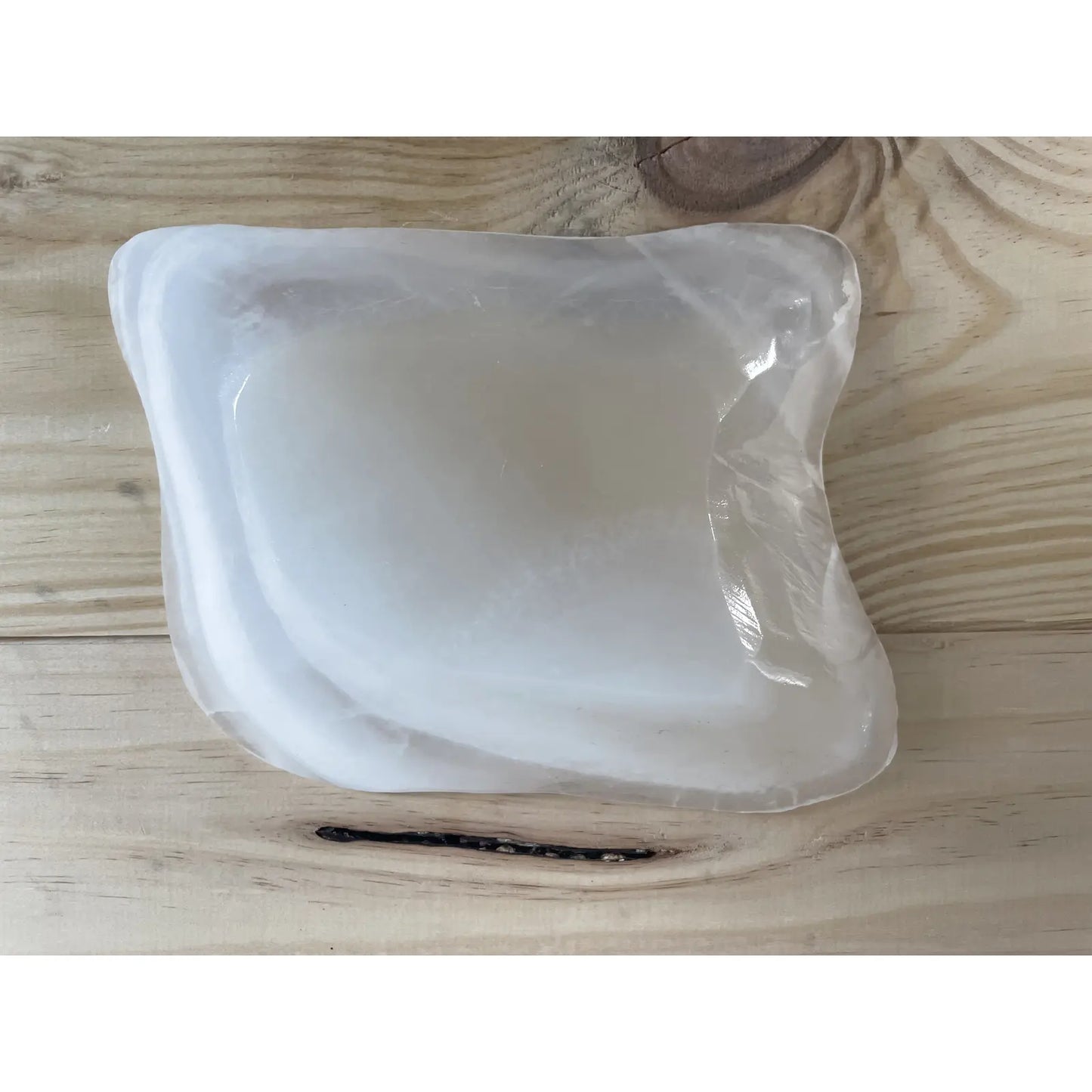 Vintage 1980s White Alabaster Marble Raw Stone Tray Dish