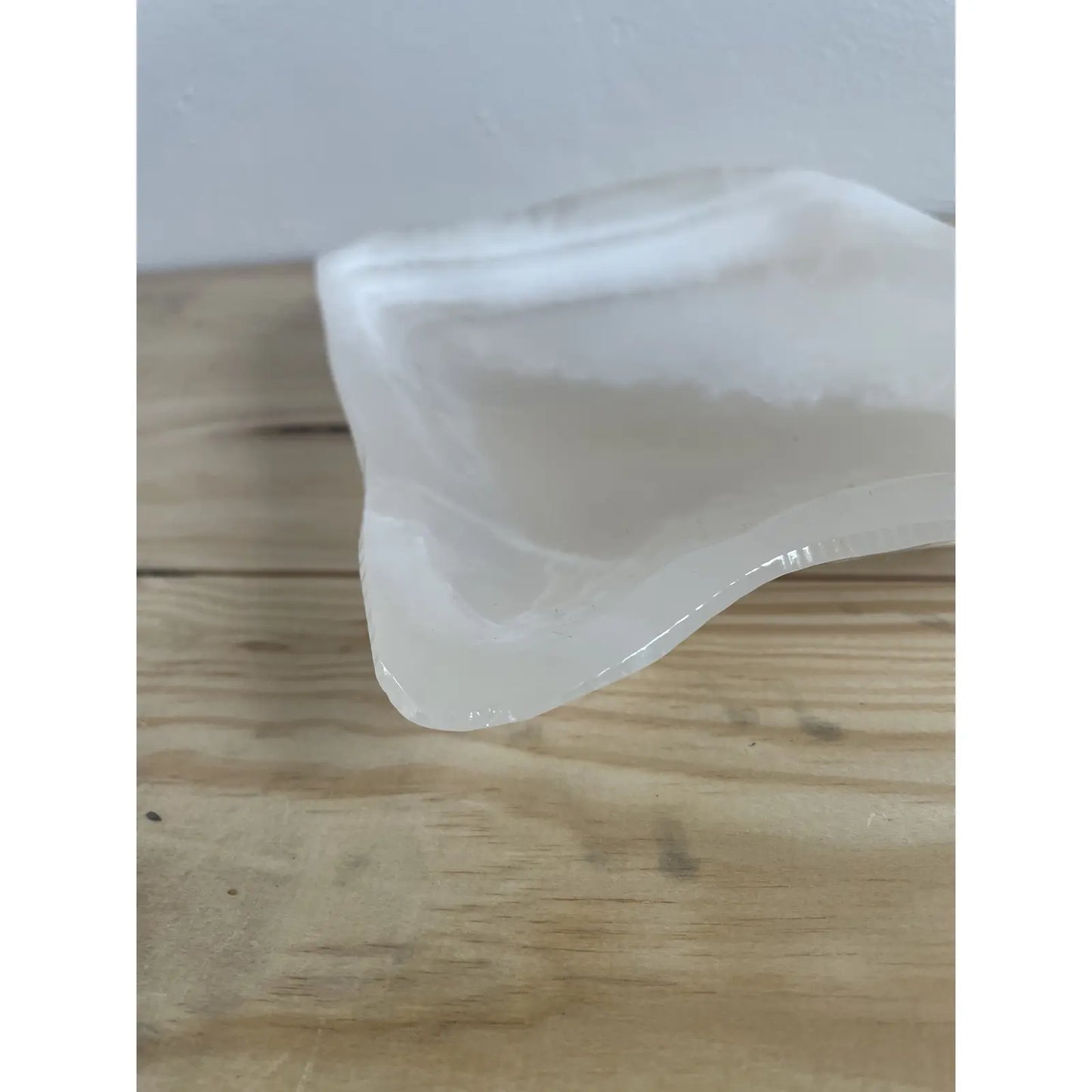 Vintage 1980s White Alabaster Marble Raw Stone Tray Dish