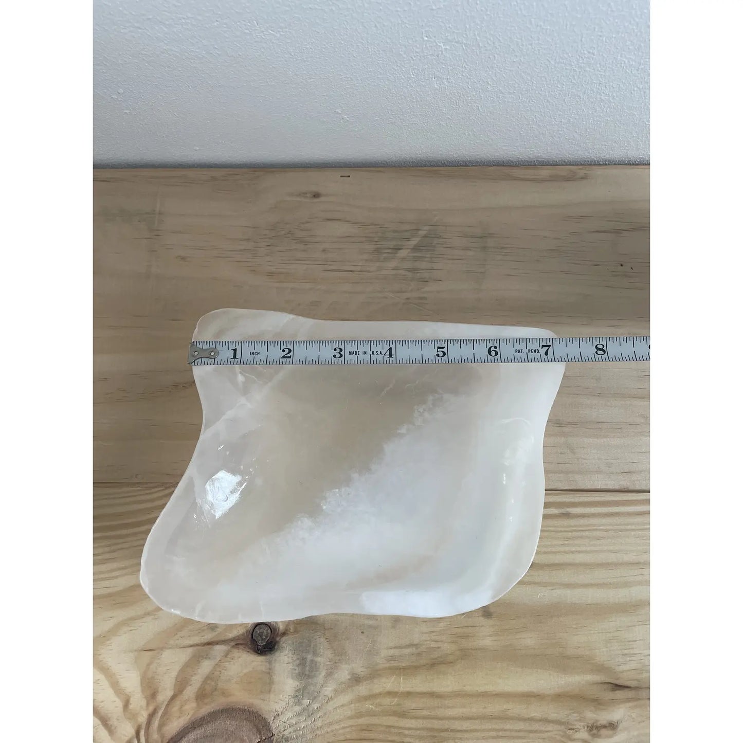 Vintage 1980s White Alabaster Marble Raw Stone Tray Dish