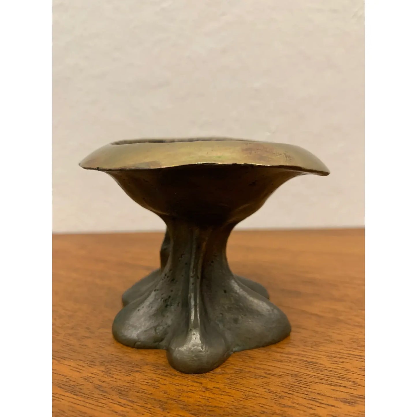 Vintage Bronze Mushroom Sculpture Bowl