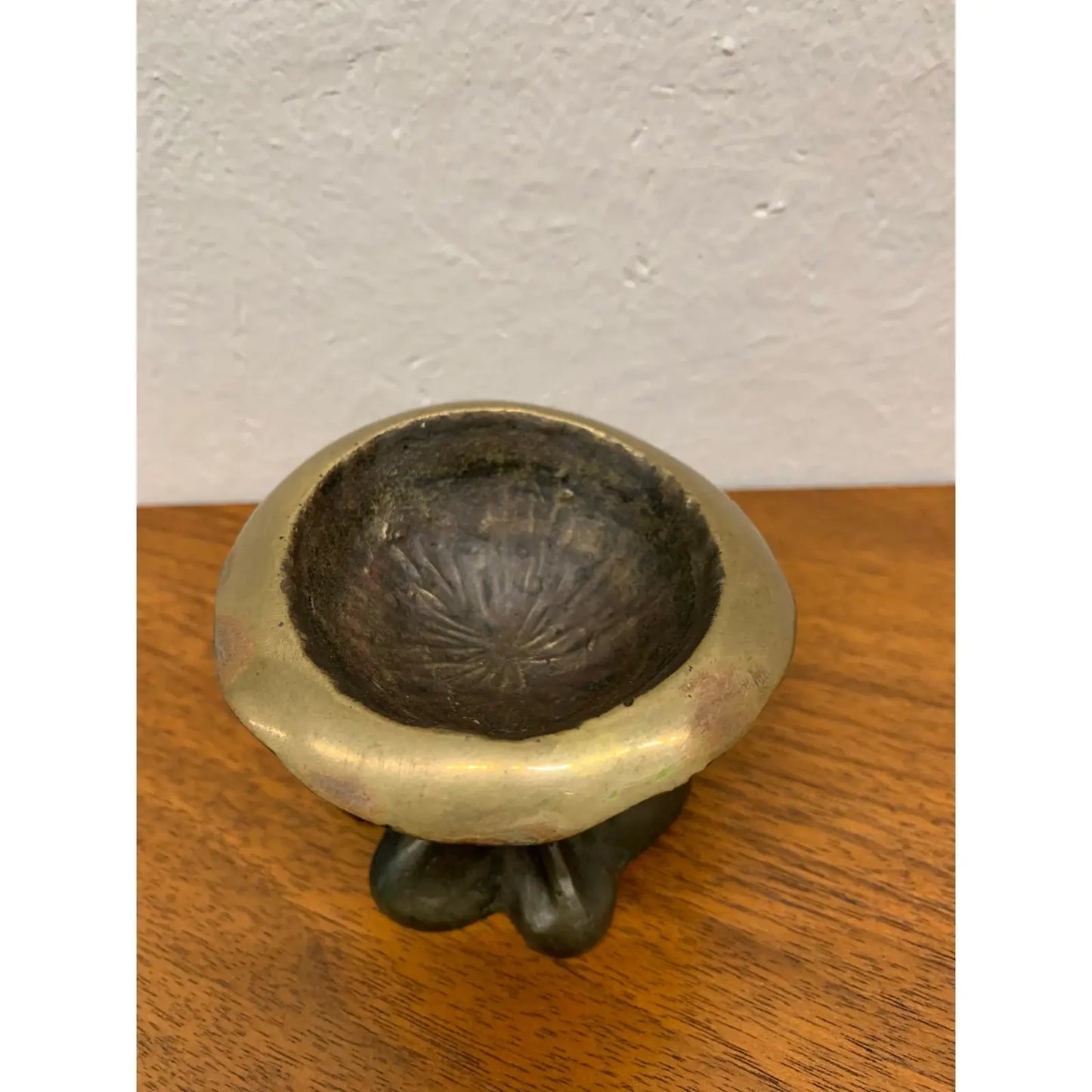Vintage Bronze Mushroom Sculpture Bowl