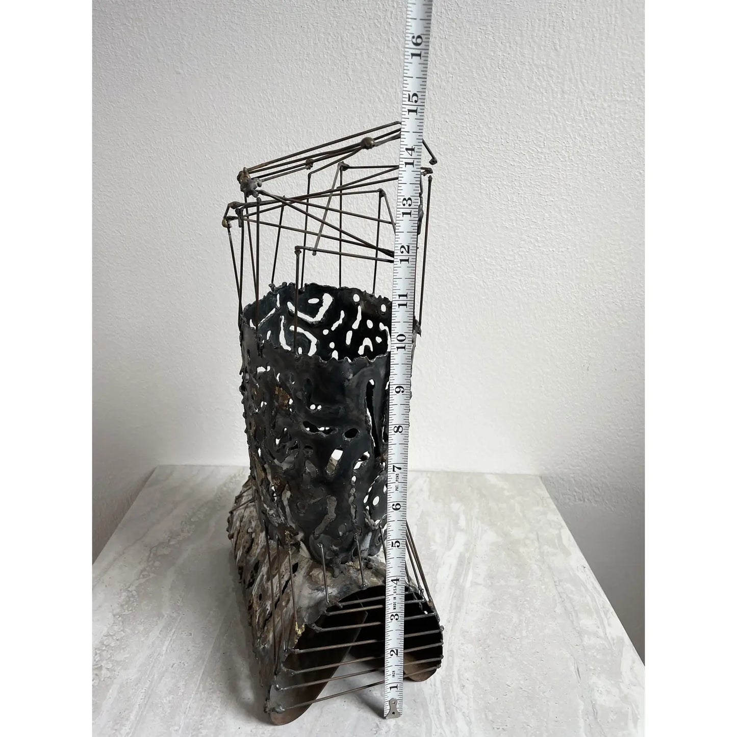 Vintage Brutalist Abstract Welded Architectural Metal Tower Sculpture