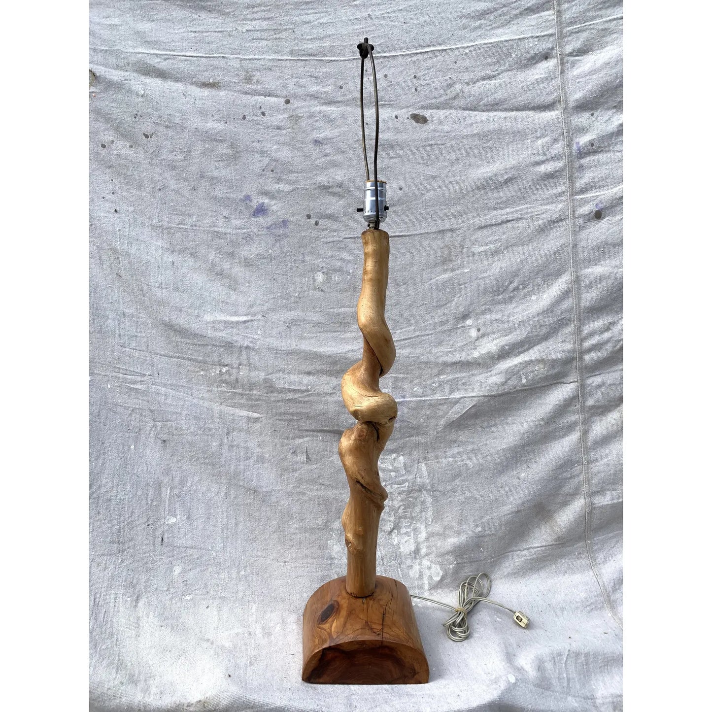 Vintage Handmade Rustic Twisted Wood Lamp
