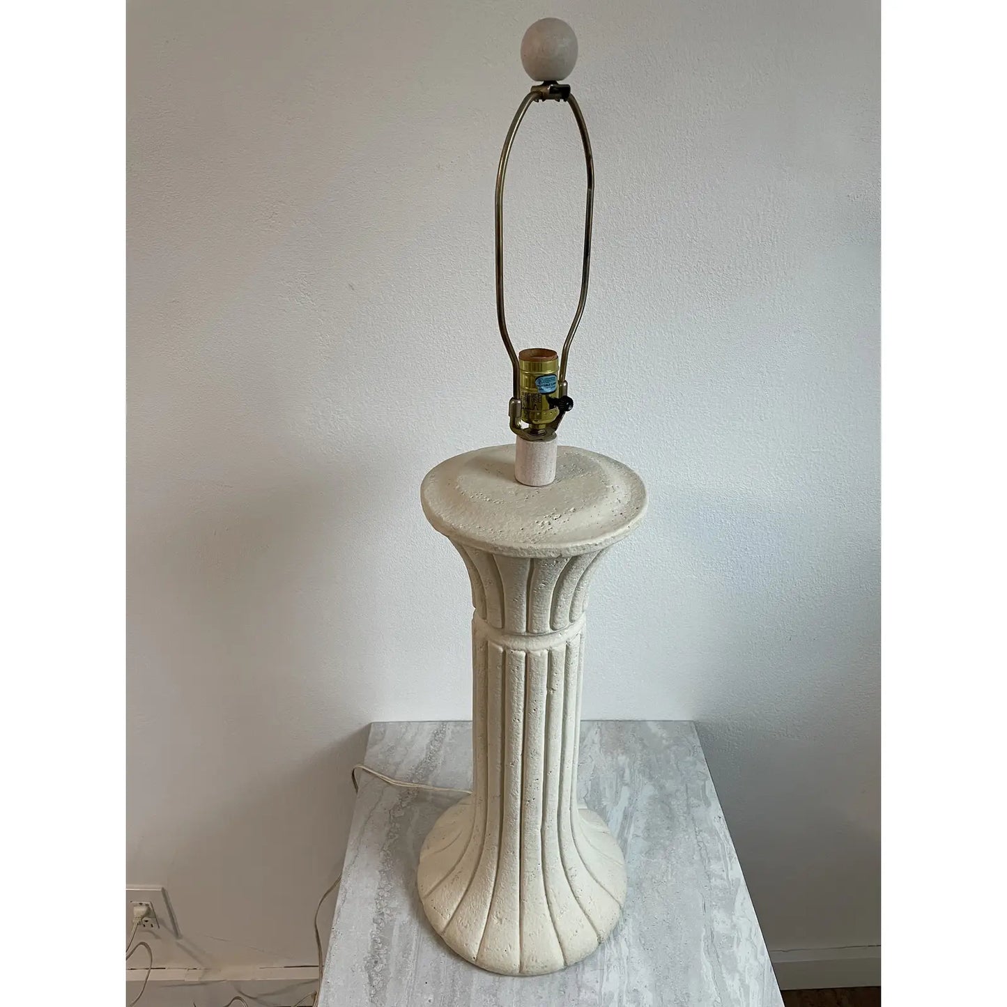 Vintage Late 20th Century Michael Taylor Style Off-White Plaster Column Lamp