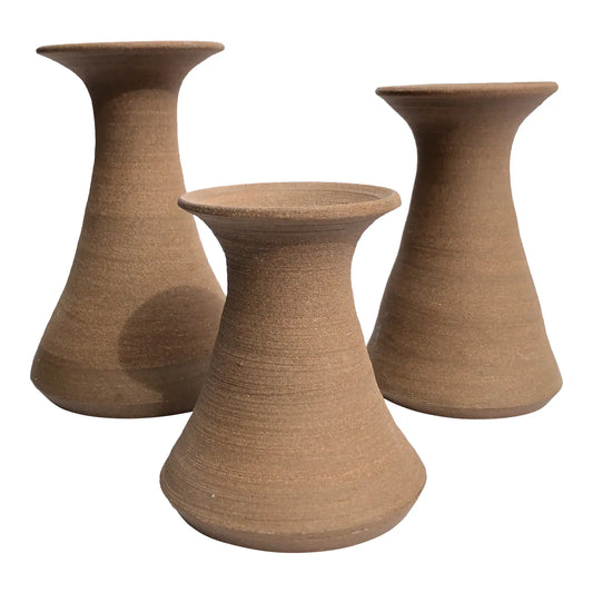 Vintage Mid 20th Century Boho Ceramic Artist Made Minimalist Vases - Set of 3