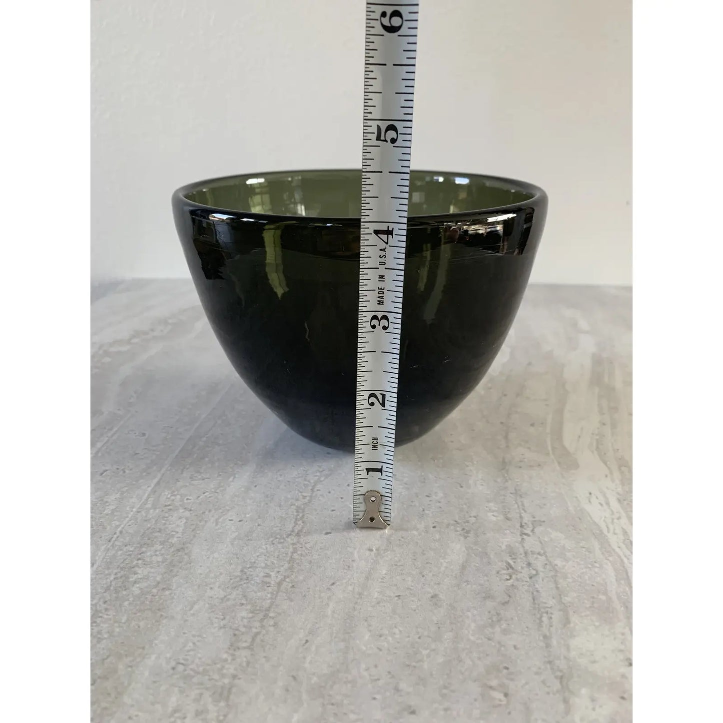 Vintage Mid 20th Century Gray-Green Mouth Blown Glass Bowl