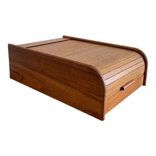 Vintage Mid-Century Danish Modern Teak Tambour Desk Organizer