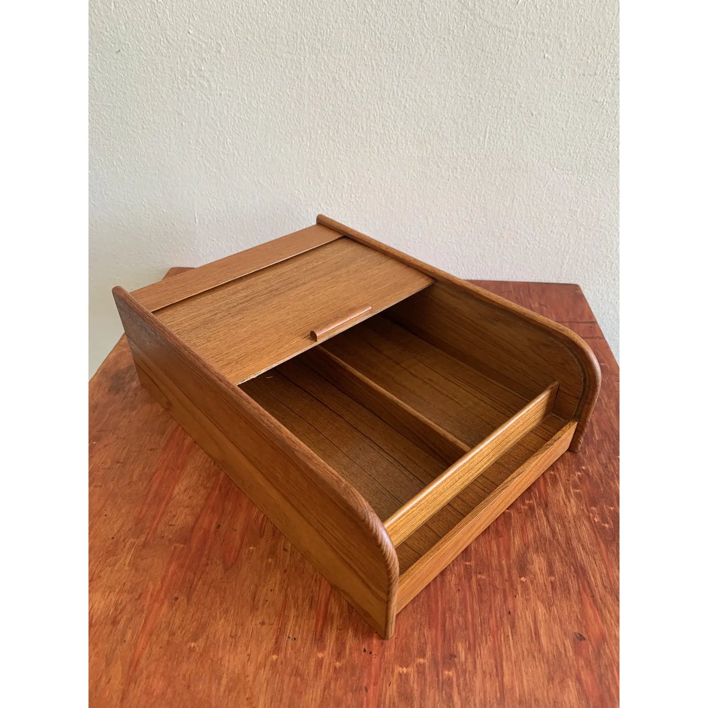 Vintage Mid-Century Danish Modern Teak Tambour Desk Organizer