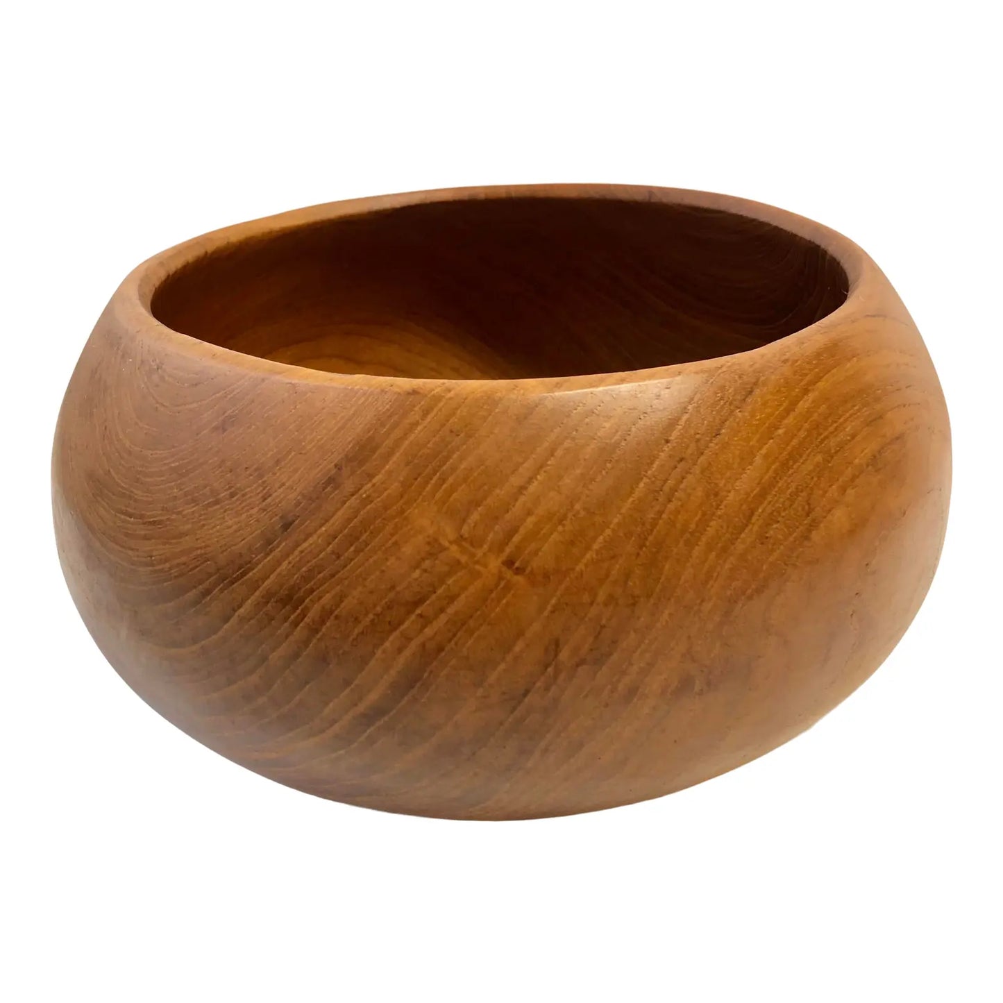 Vintage Mid-Century Modern Hand-Carved Solid Teak Bowl