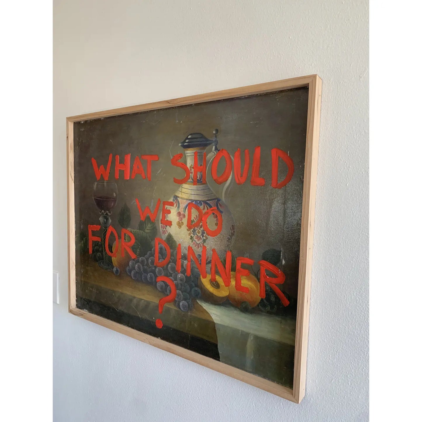 "What Should We Do for Dinner" Framed Acrylic and Oil Painting on Canvas